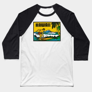 Hawaii Vintage Style Surfer Baseball T-Shirt